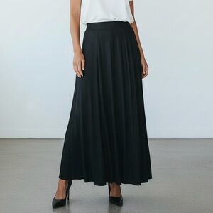 Elie Tahari Black Pleated A-line Maxi Skirt